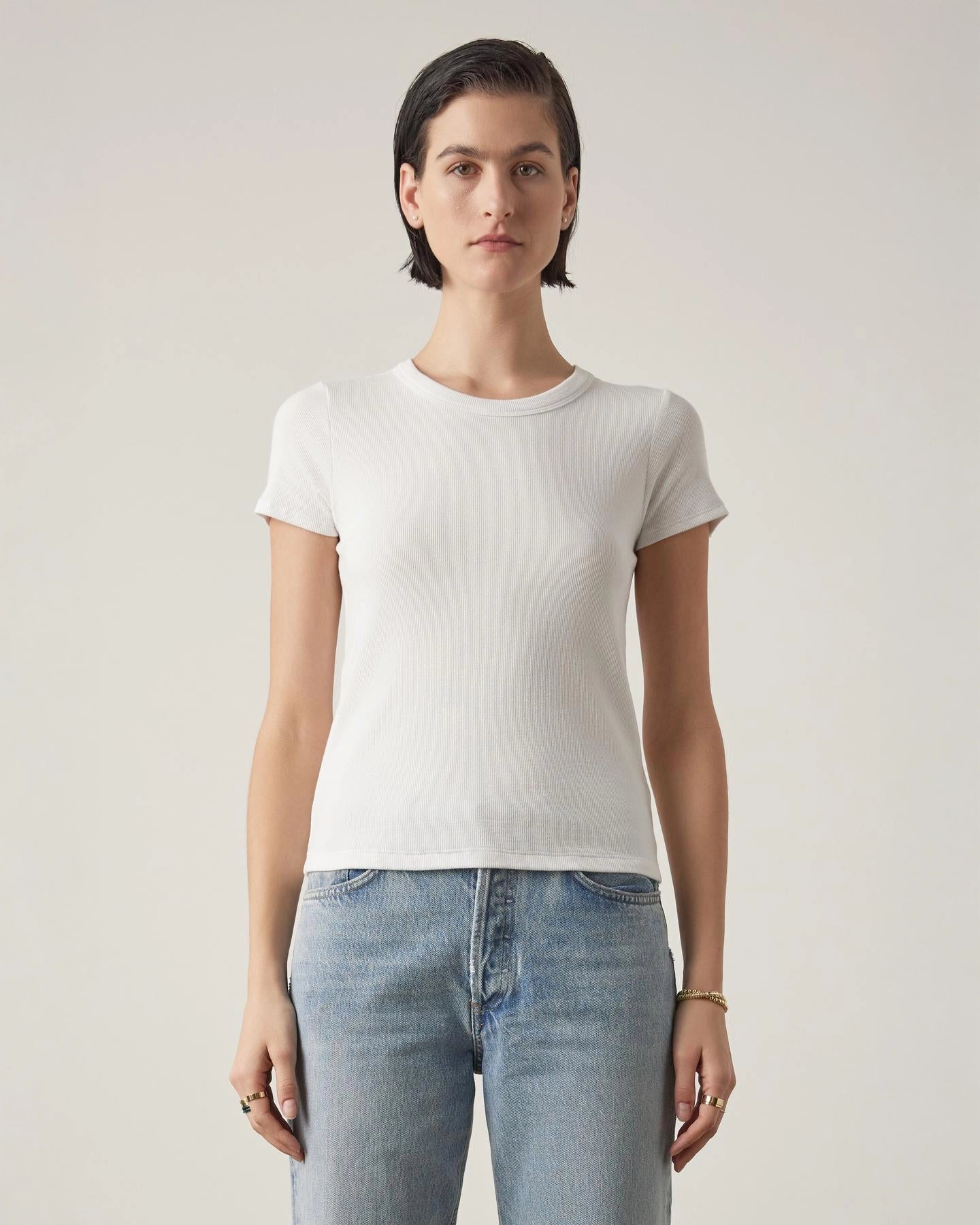 Velvet Bedford Rib Modal Tee in White