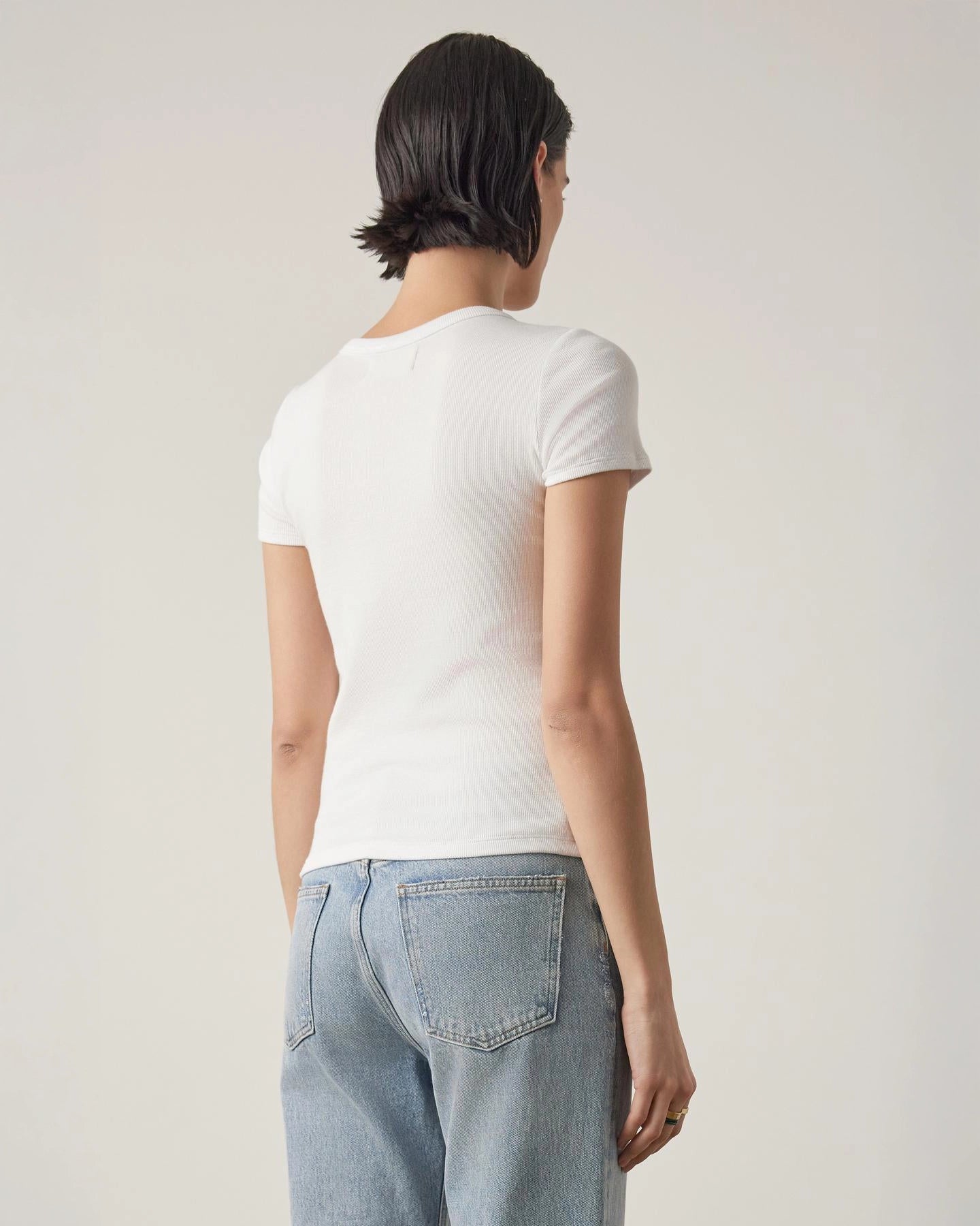 Velvet Bedford Rib Modal Tee in White