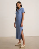 Terry Cloth Polo Dress in Blue by Velvet