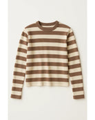 beige and brown stripe long sleeve top