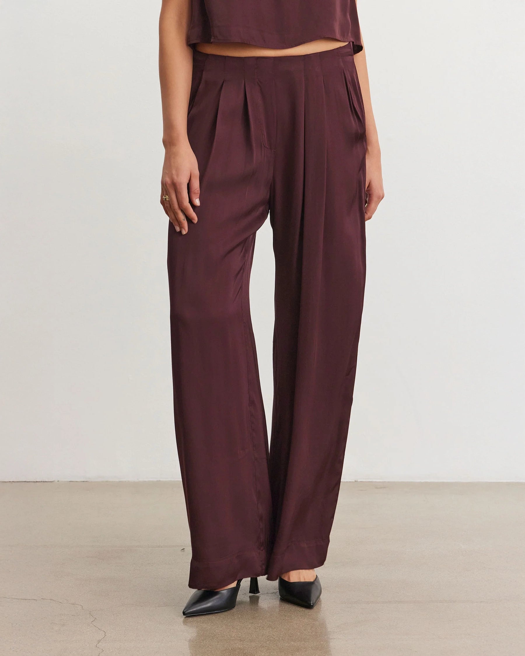 Velvet Rhetta Satin Pants in Wildberry