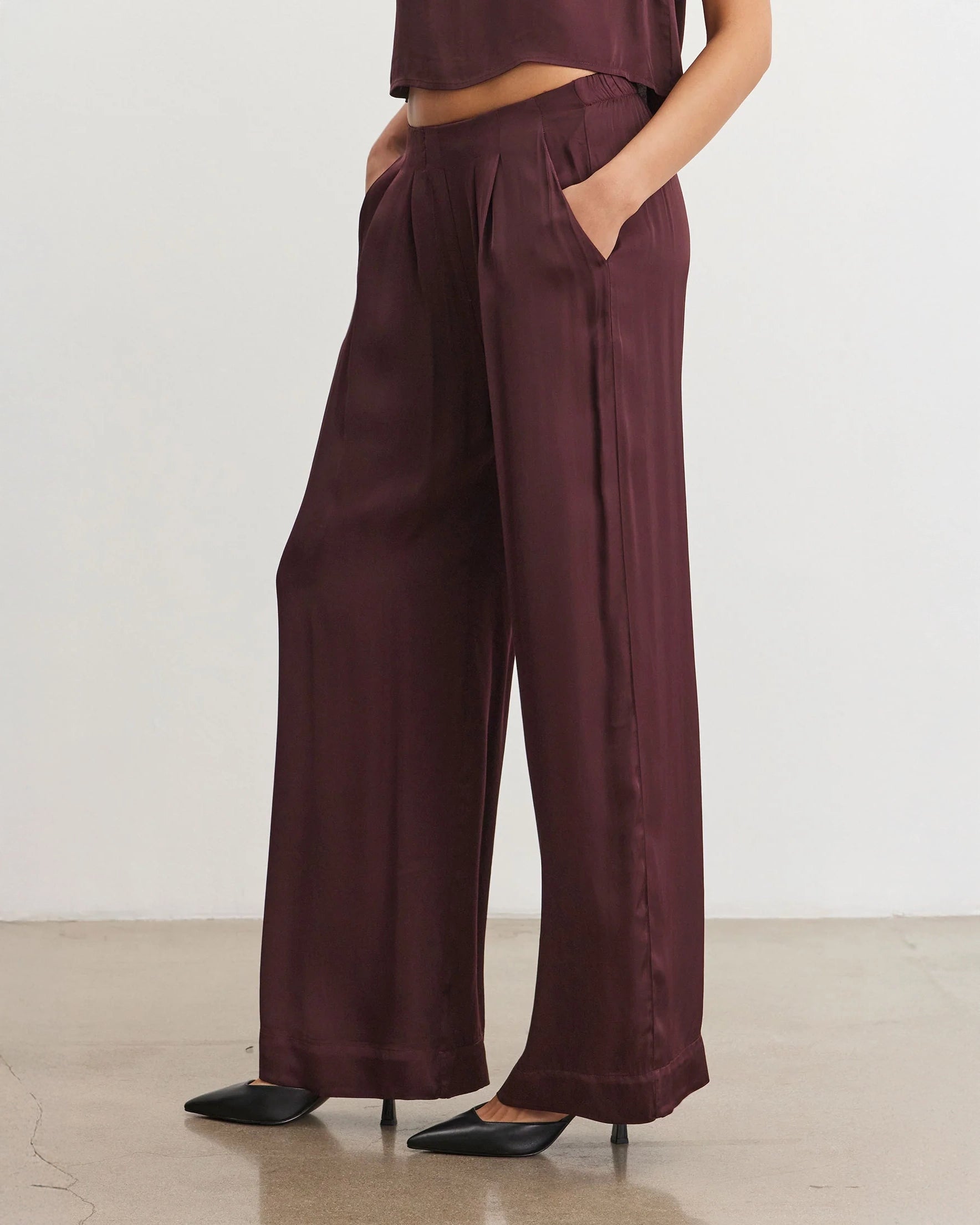 Velvet Rhetta Satin Pants in Wildberry