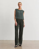 Velvet Sorine Silk Velvet Pants in Marsh green