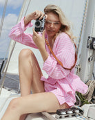 Cotton Striped Shirt in Pink by Viens Avec Moi