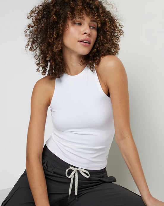 Vuori all the feels crew tank top in white