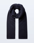 a large cashmere travel wrap scarf in navy blue