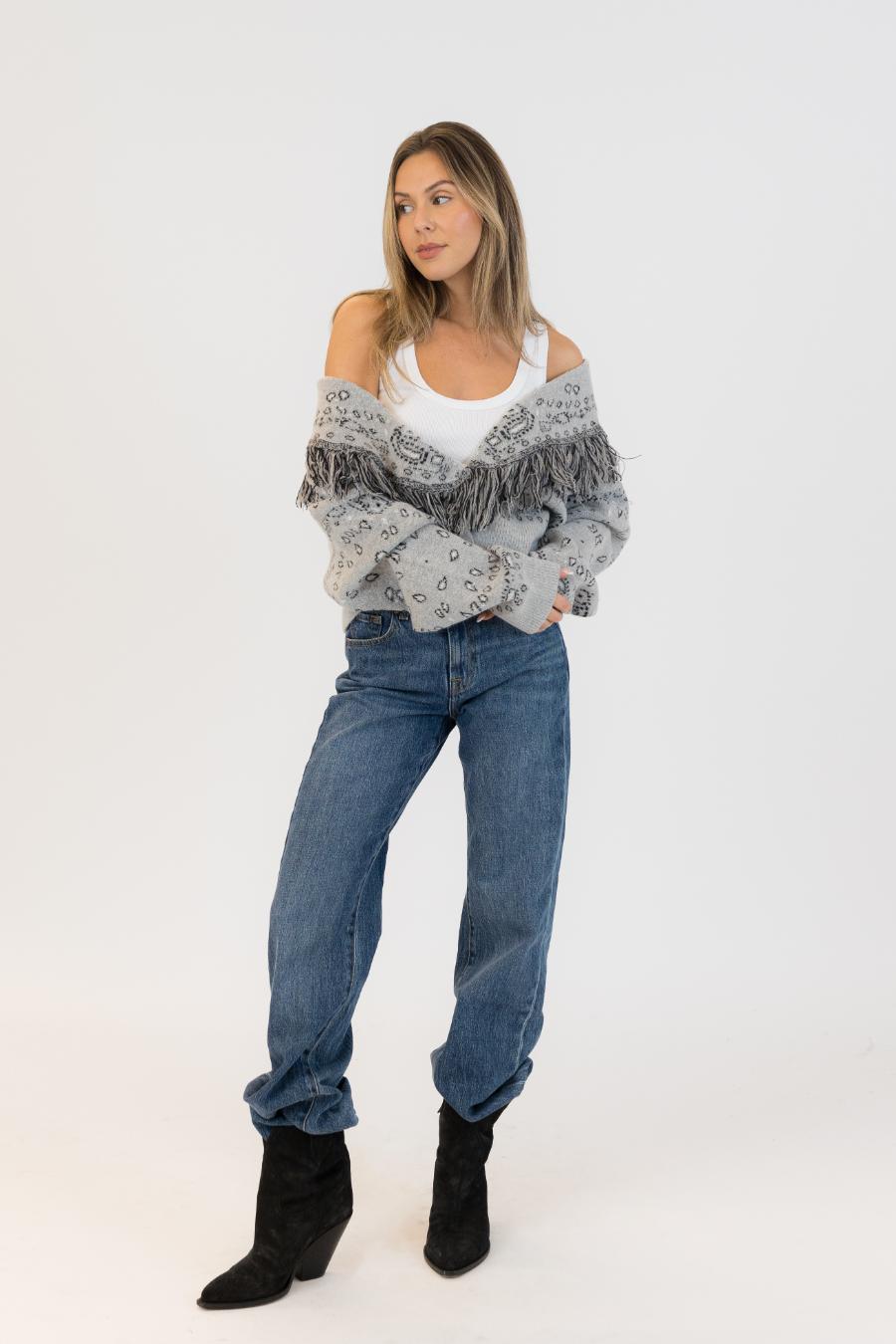 grey knit jacket