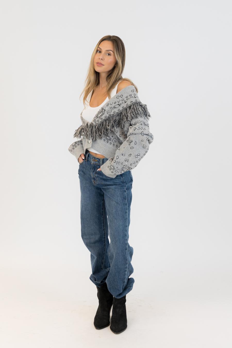 short grey knit jacket