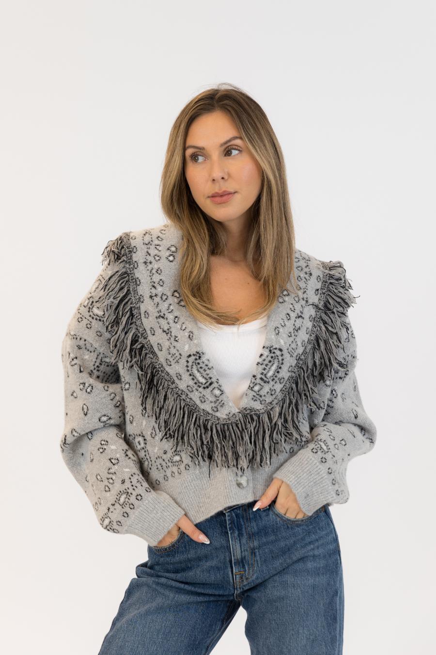 grey short knit jacket 