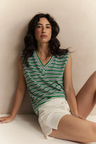 striped tank top in green and blue