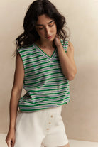 striped tank top in green and blue