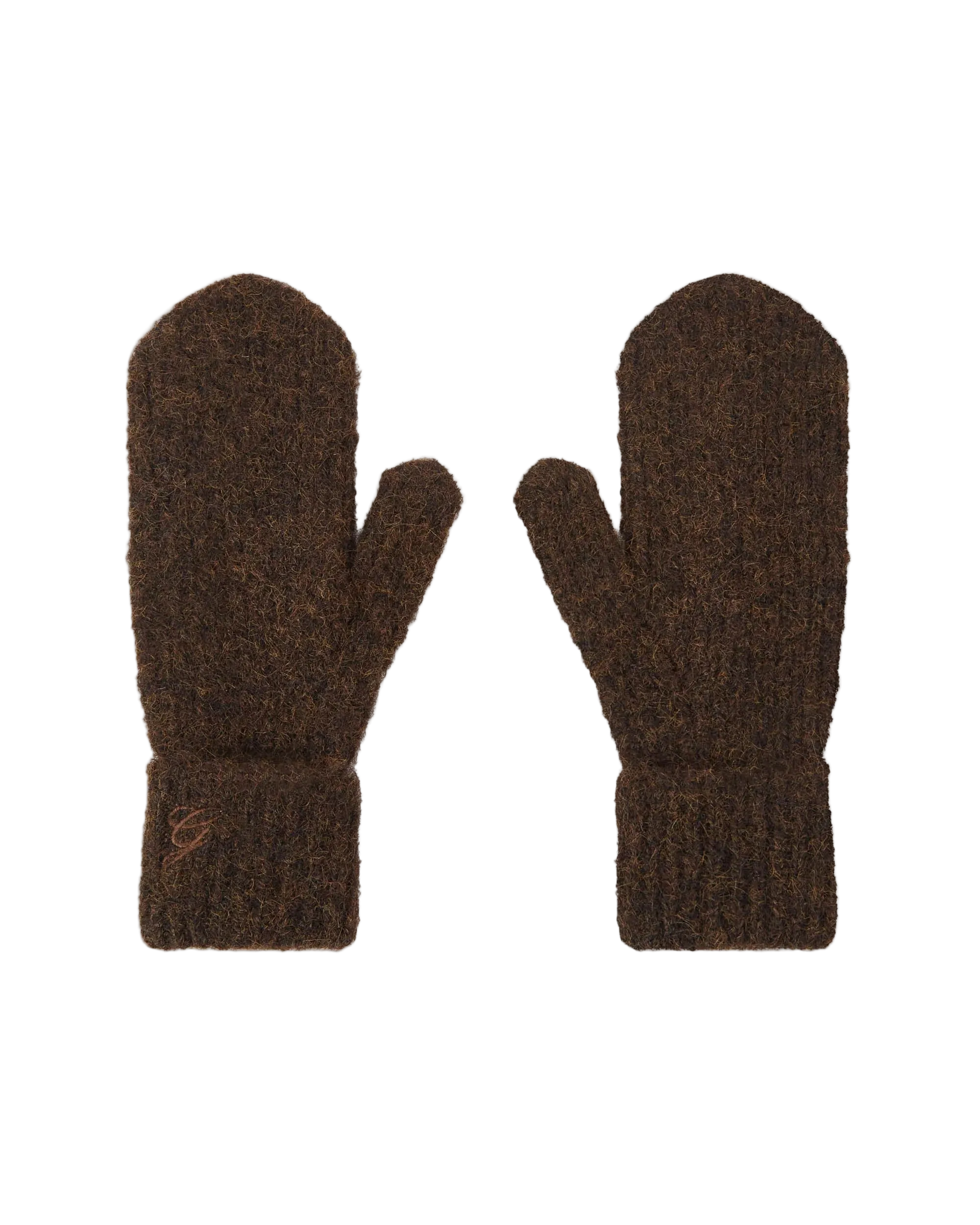 brown knit mittens 