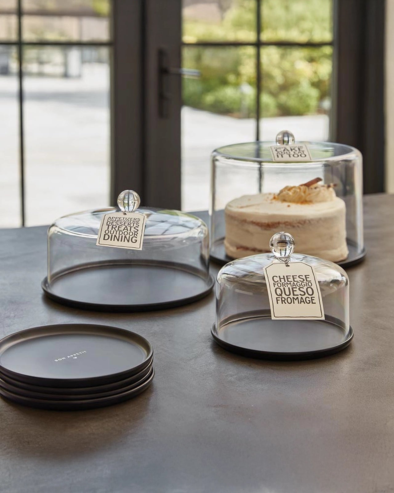 multiple acrylic domes for cake or cheese