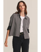 button up collared shirt in black houndstooth