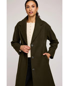 midi peacoat in khaki green