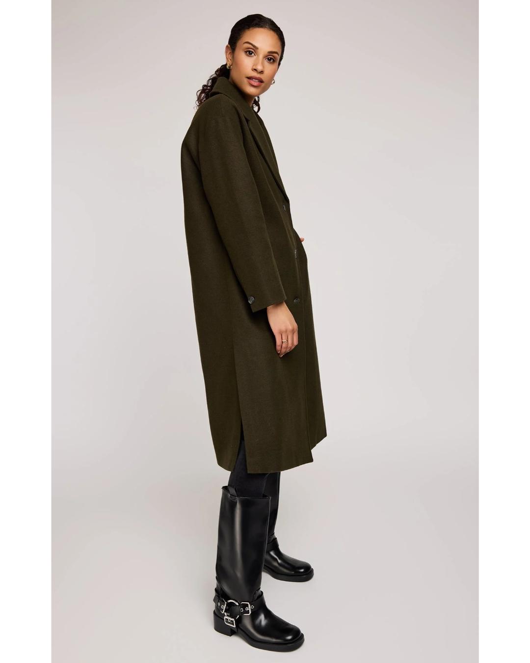 midi peacoat in khaki green