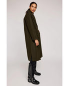 midi peacoat in khaki green