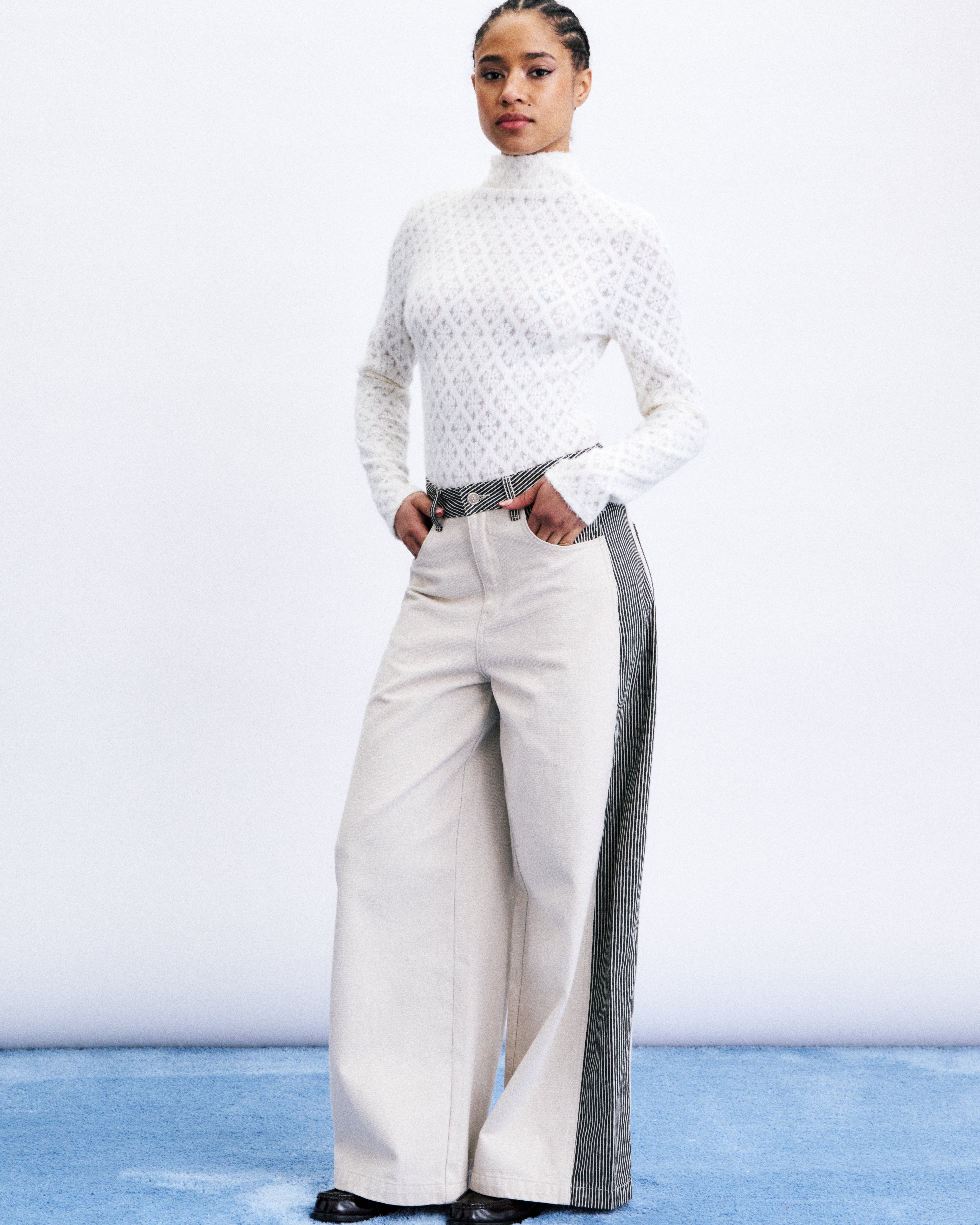 long sleeve white mock neck top