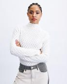 long sleeve white mock neck top