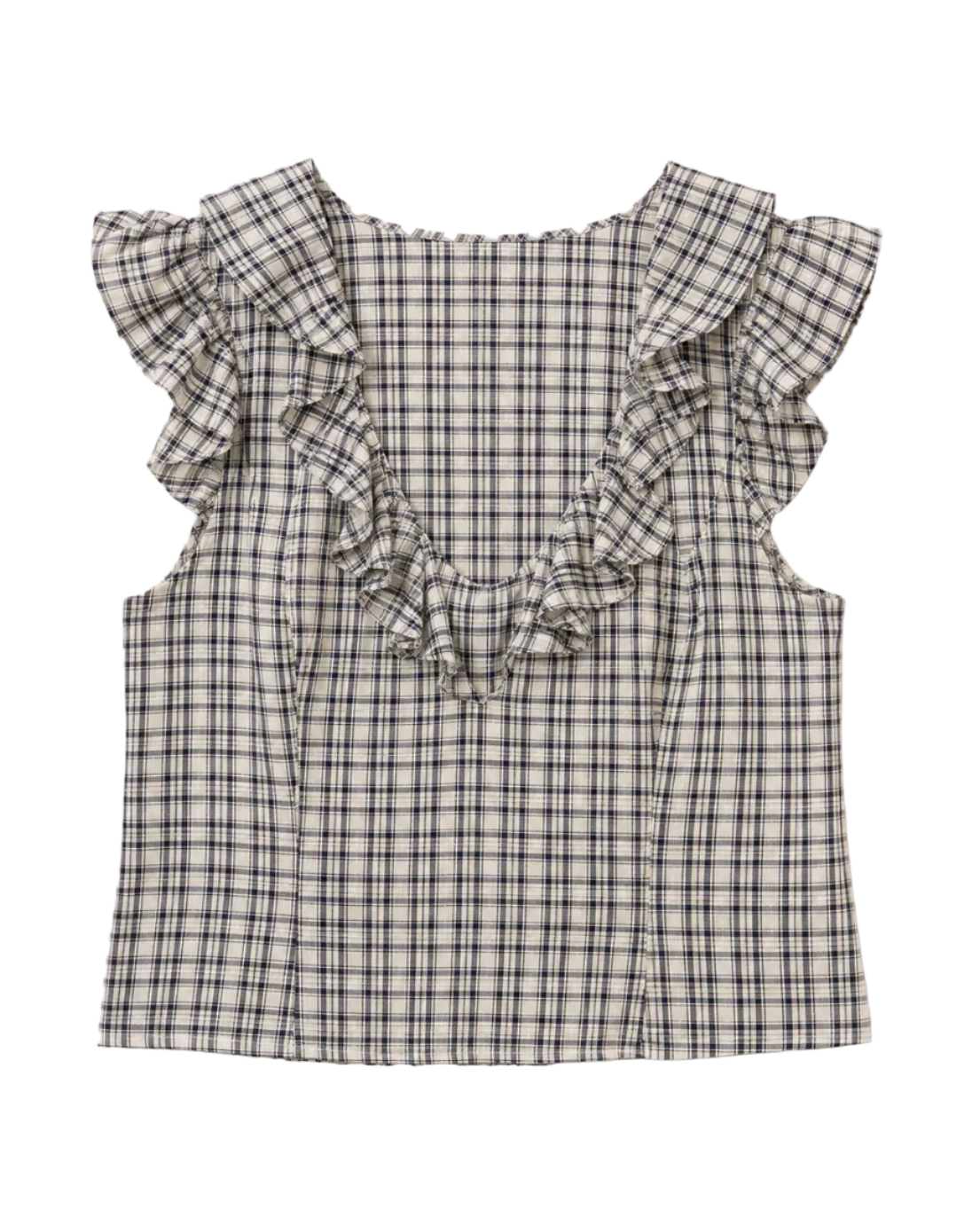 cream and black check tank top