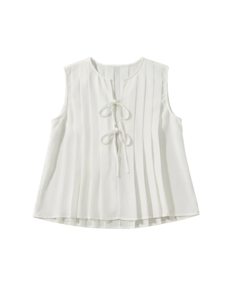 white tank top with pleats