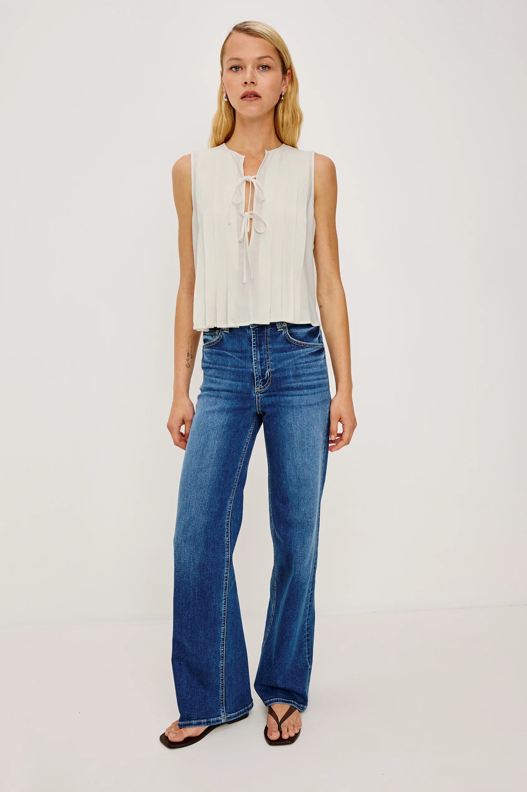 white tank top with pleats