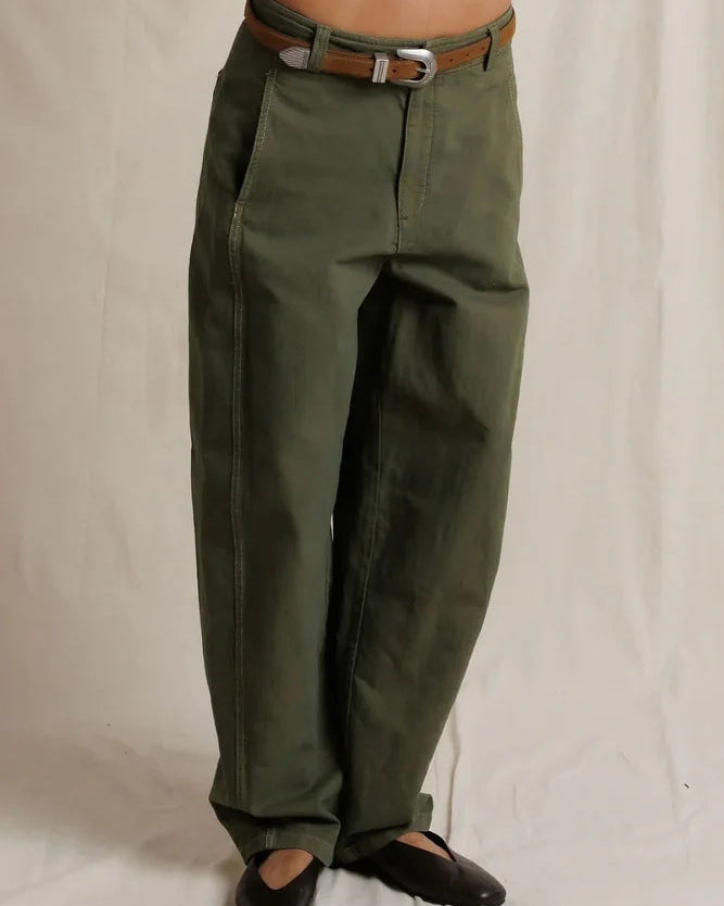 barrel leg green pant