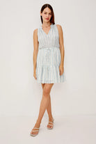 striped mini dress in blue