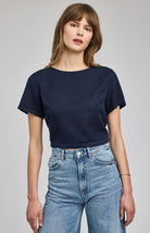 navy crop shirt 