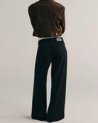 wide leg dark blue denim pant
