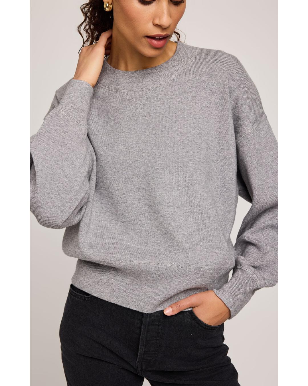 grey crewneck sweatshirt