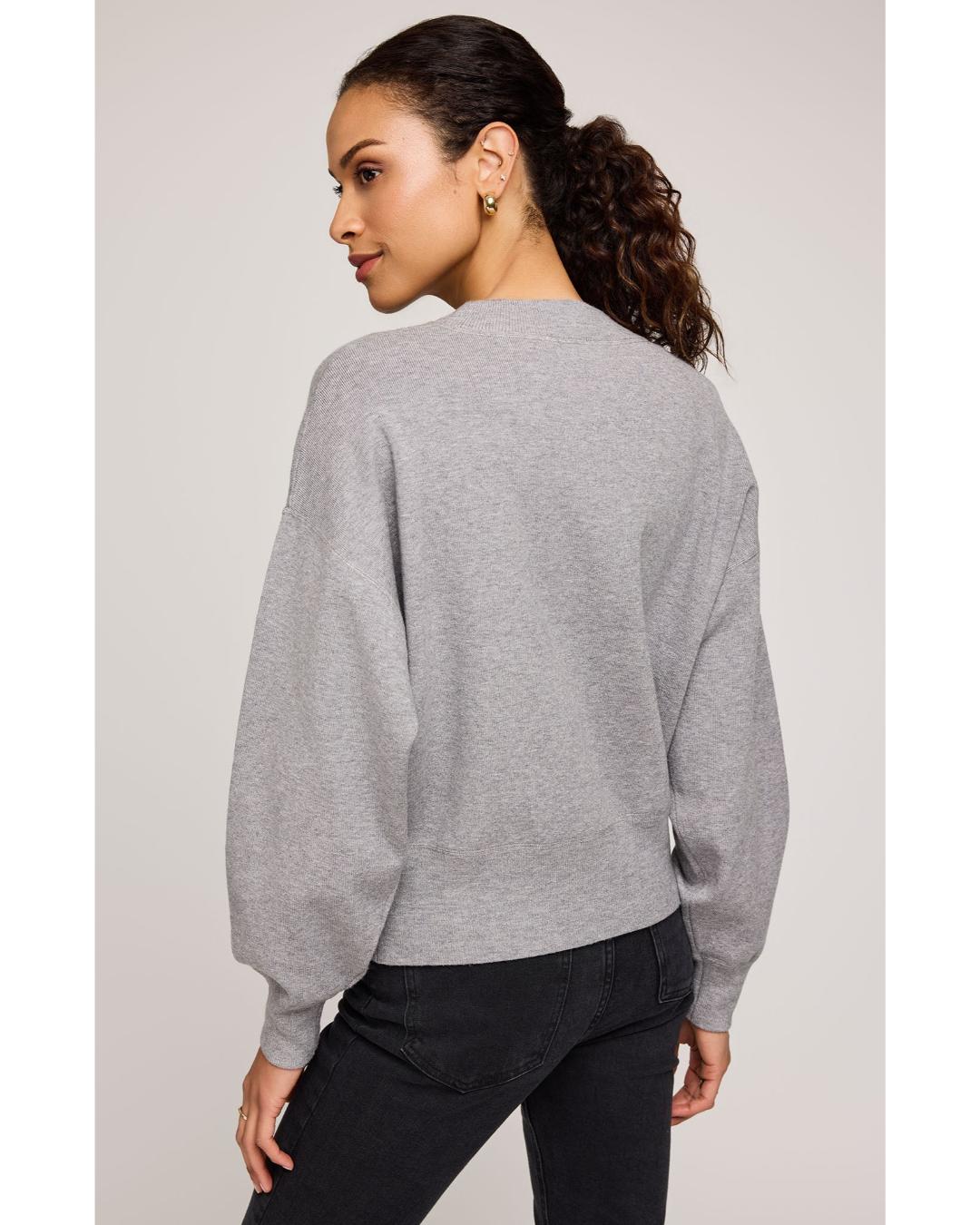 grey crewneck sweatshirt