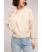 beige crewneck sweatshirt