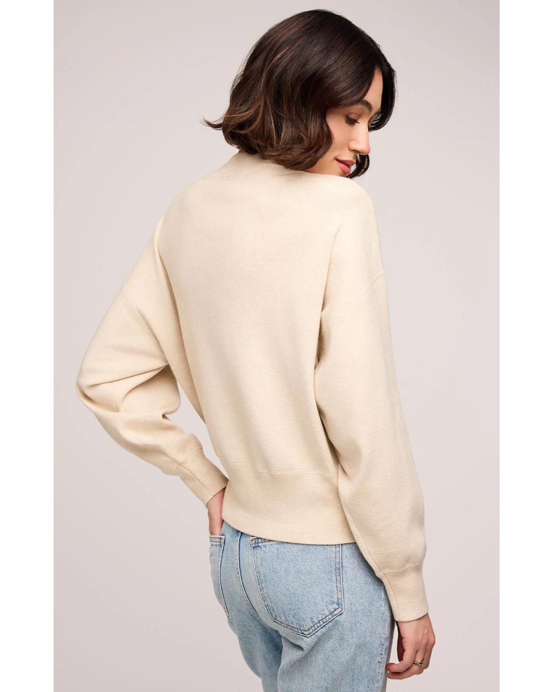 beige crewneck sweatshirt