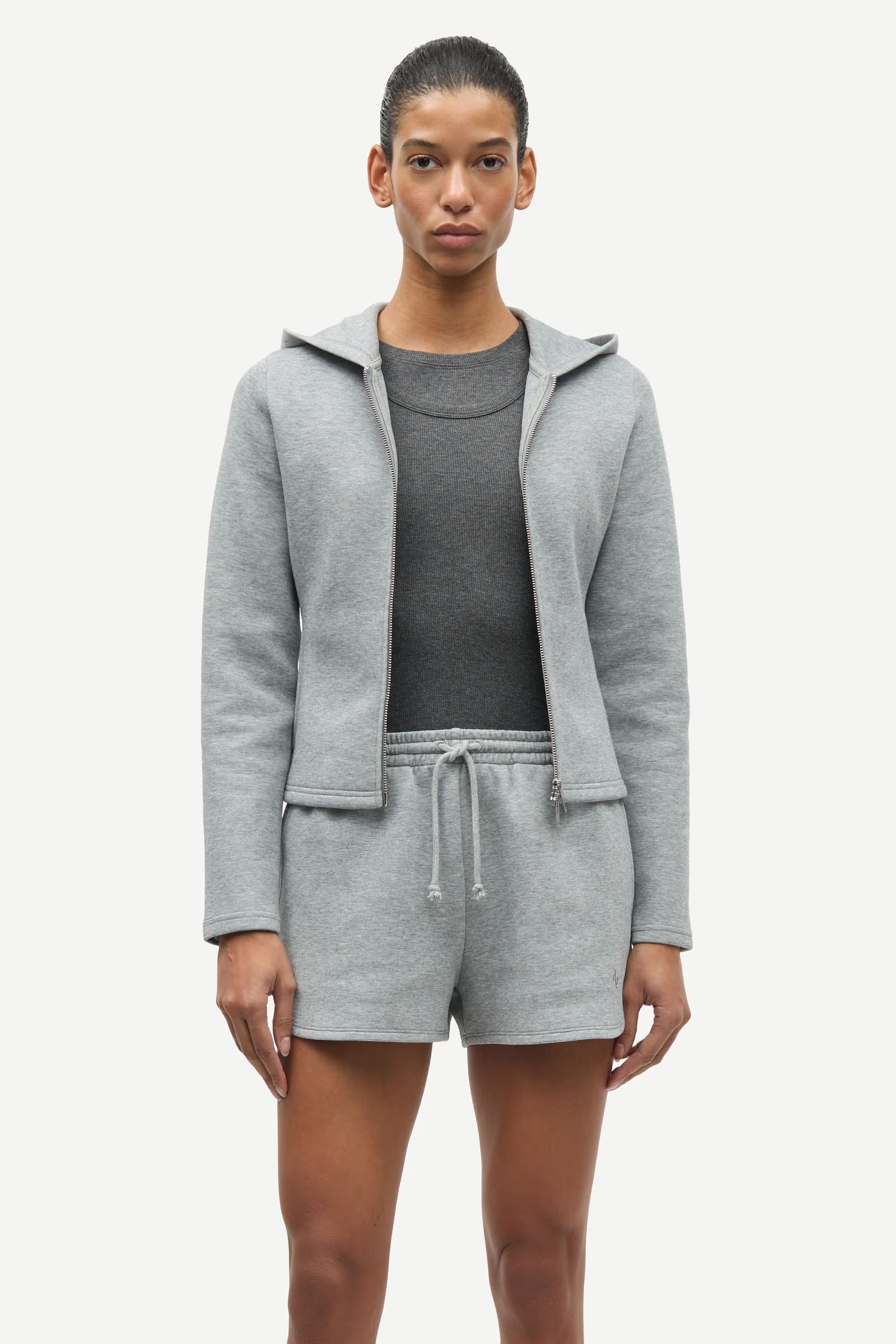 grey zip up hoodie sweater