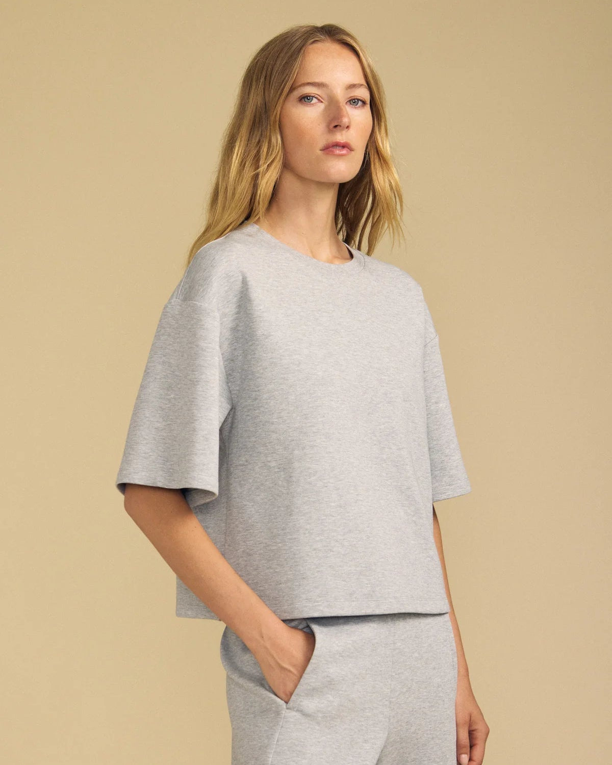 short sleeve grey sweatshirt