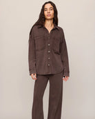dark  brown lounge button up shirt