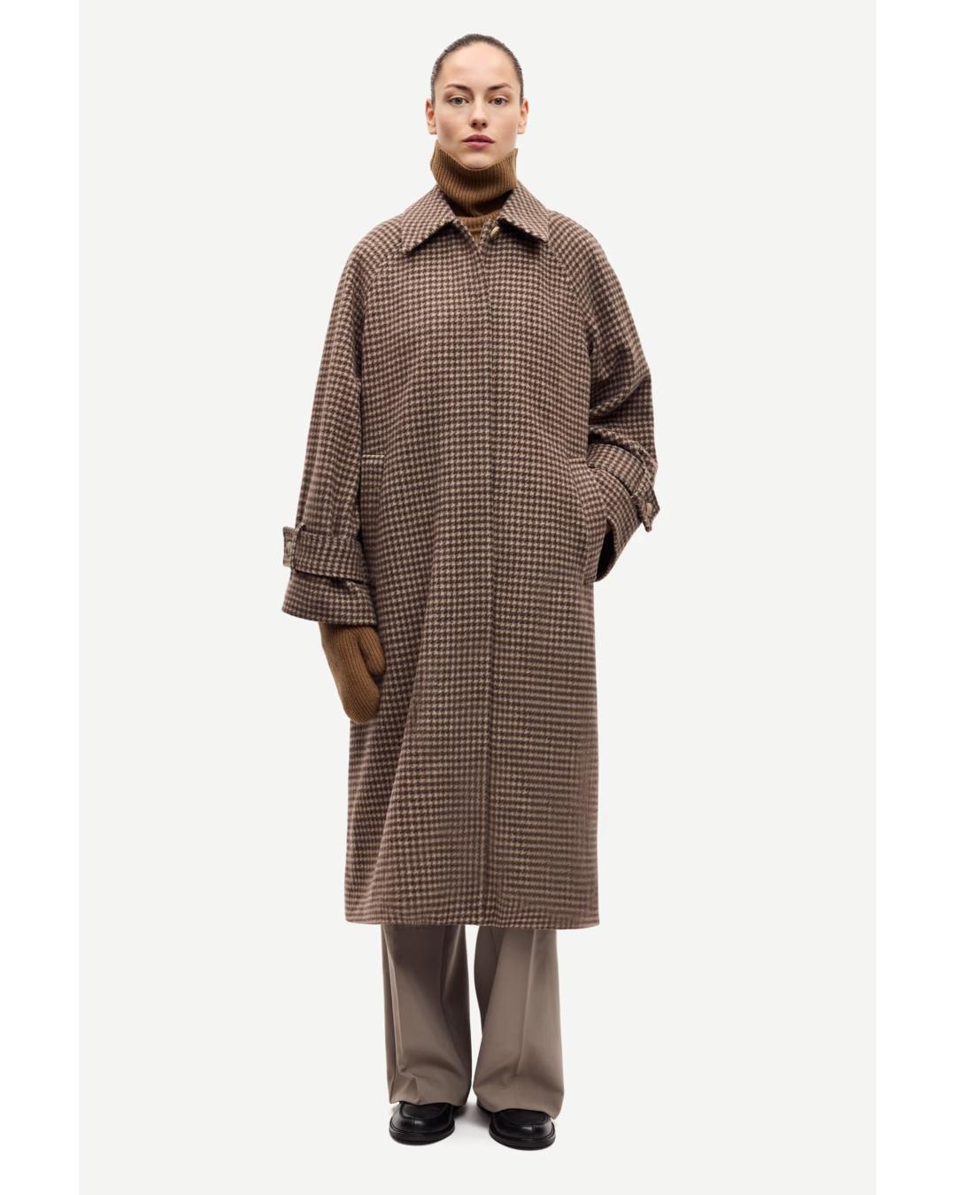 midi brown checkered coat