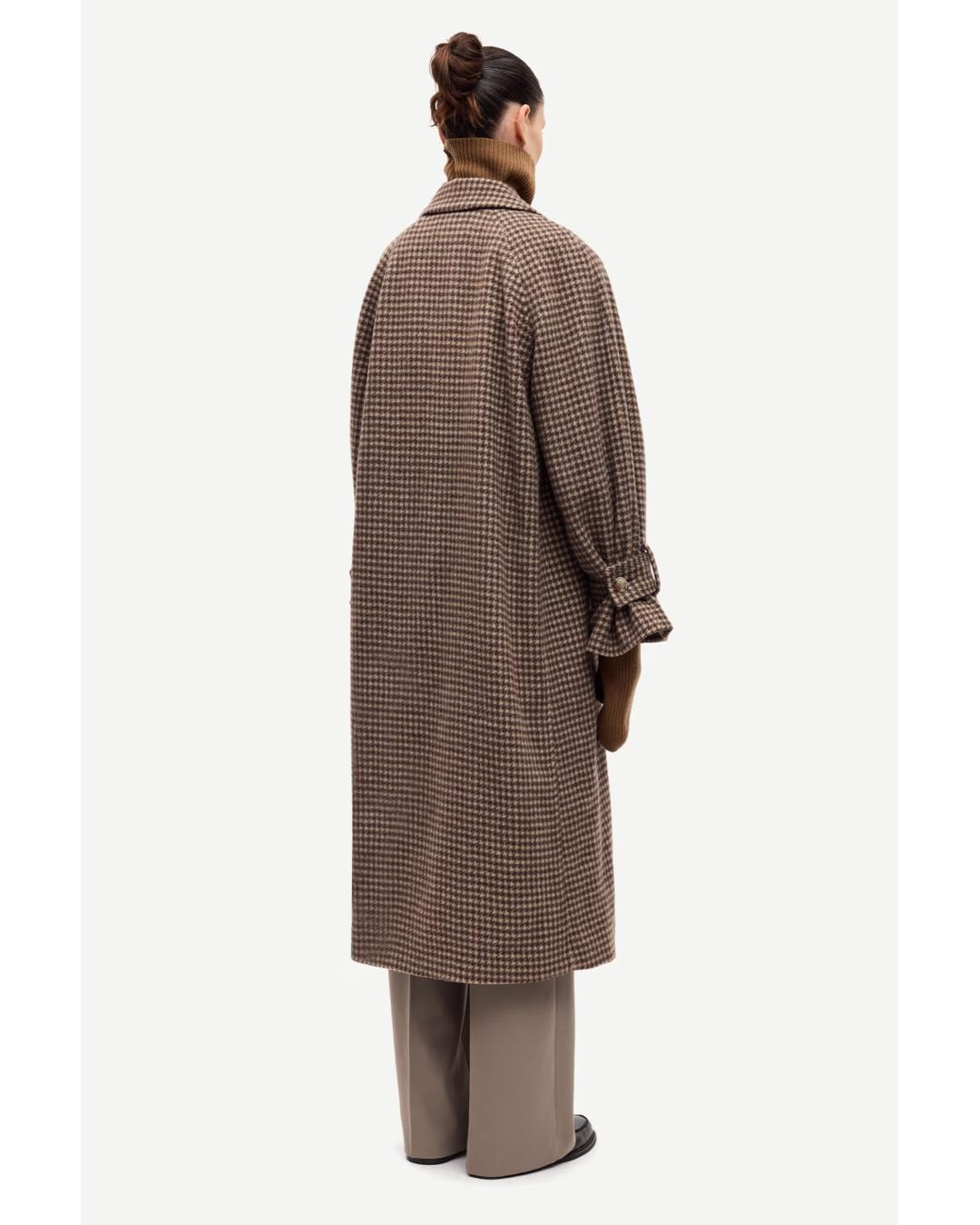 midi brown checkered coat