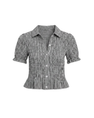 crop short sleeve-blouse in black gingham