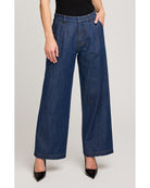 dark wash wide leg denim pants