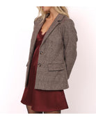brown houndstooth blazer