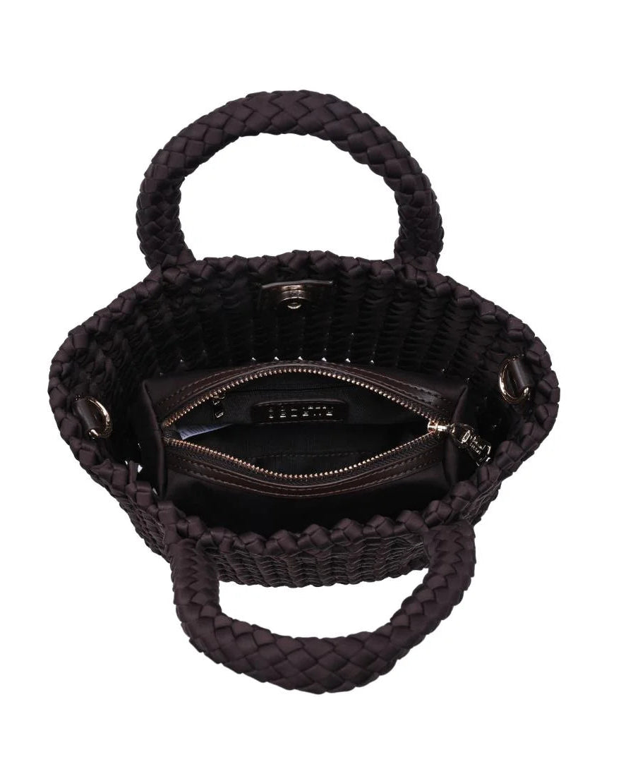 brown woven crossbody or handbag