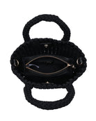 black woven crossbody or hand bag