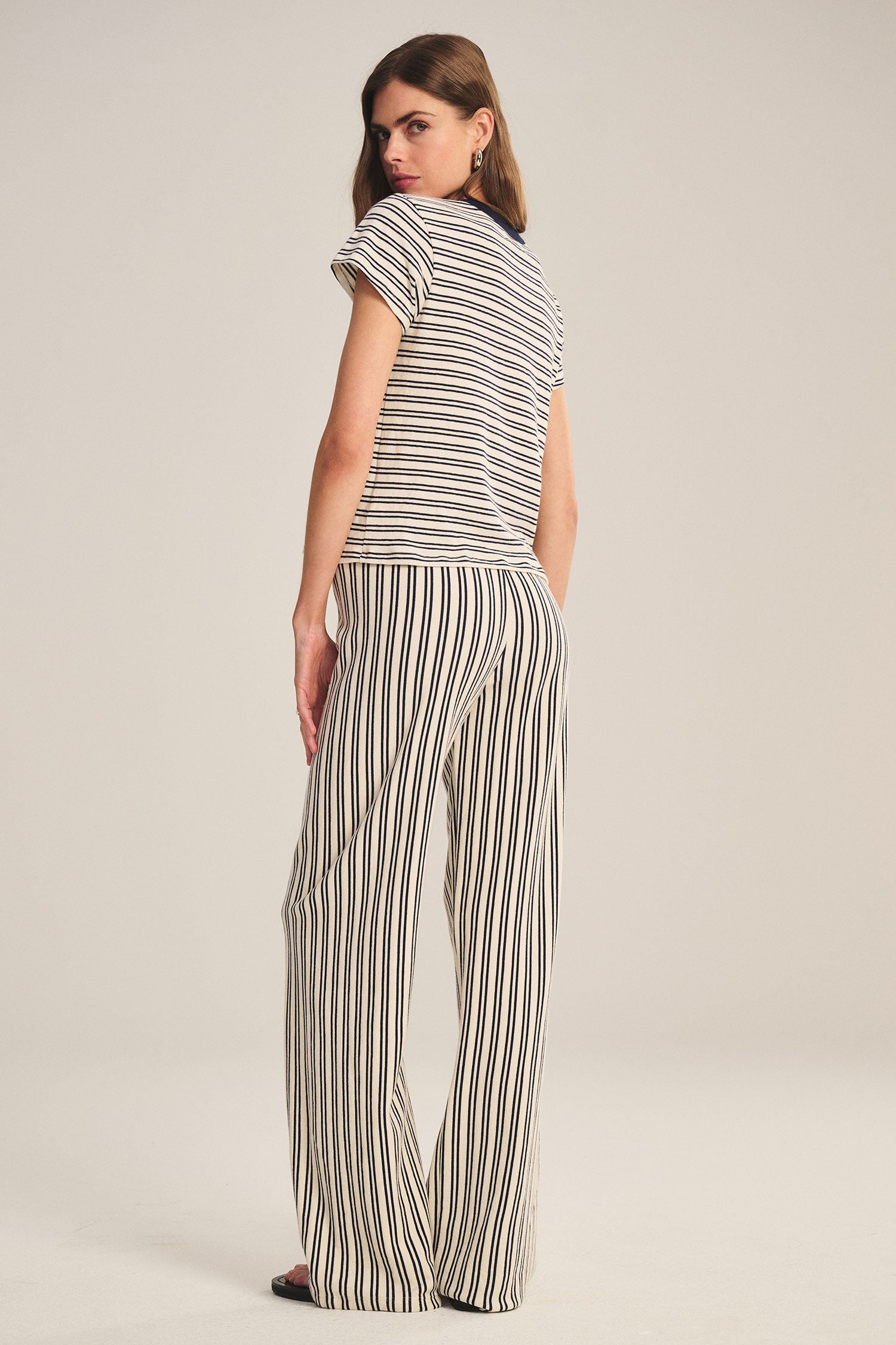 wide leg stripe lounge pant with a drawstring