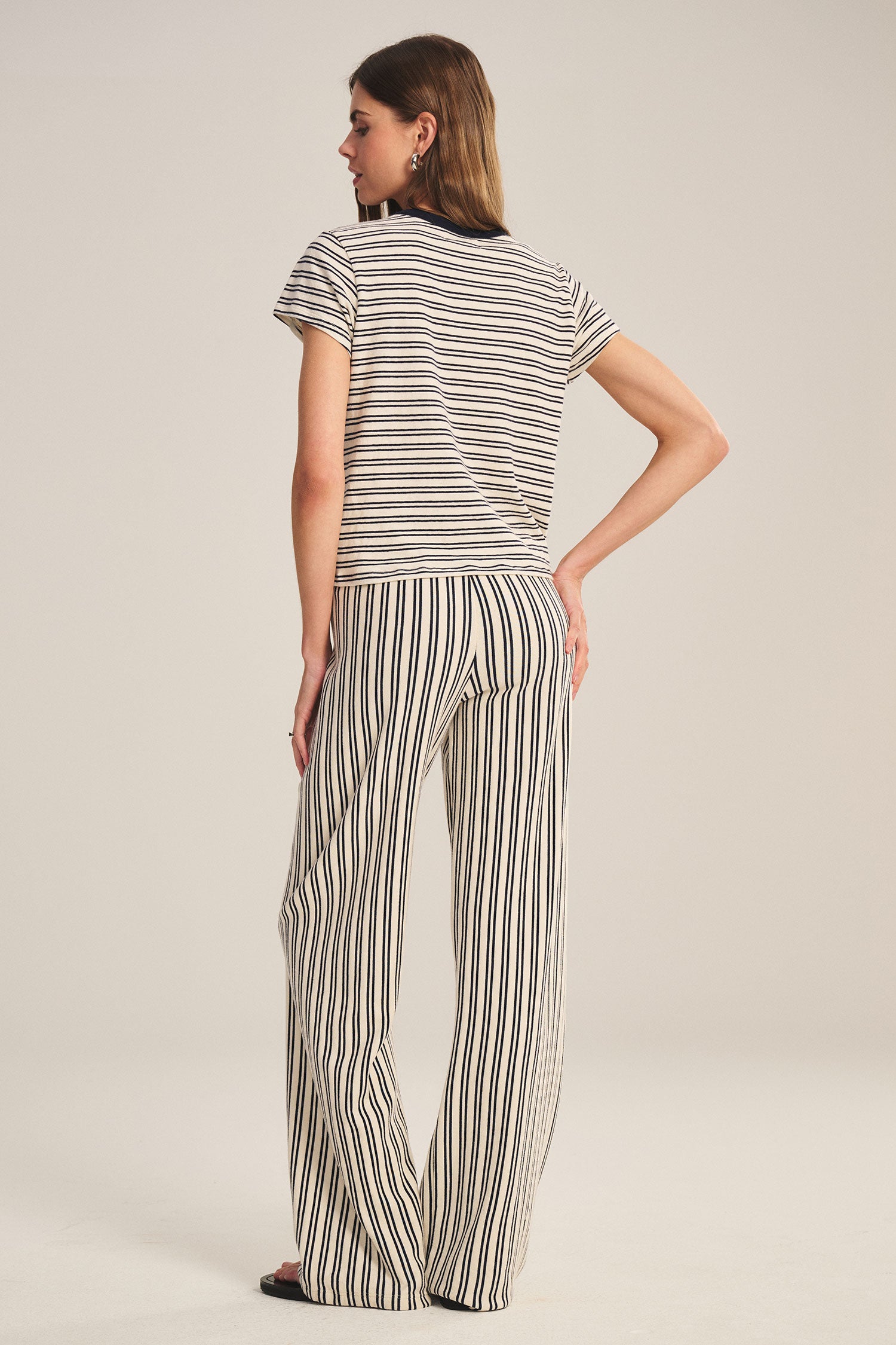 wide leg stripe lounge pant with a drawstring