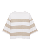 boxy tee in a white and heather brown stripe