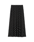 midi black skirt with white polka dots