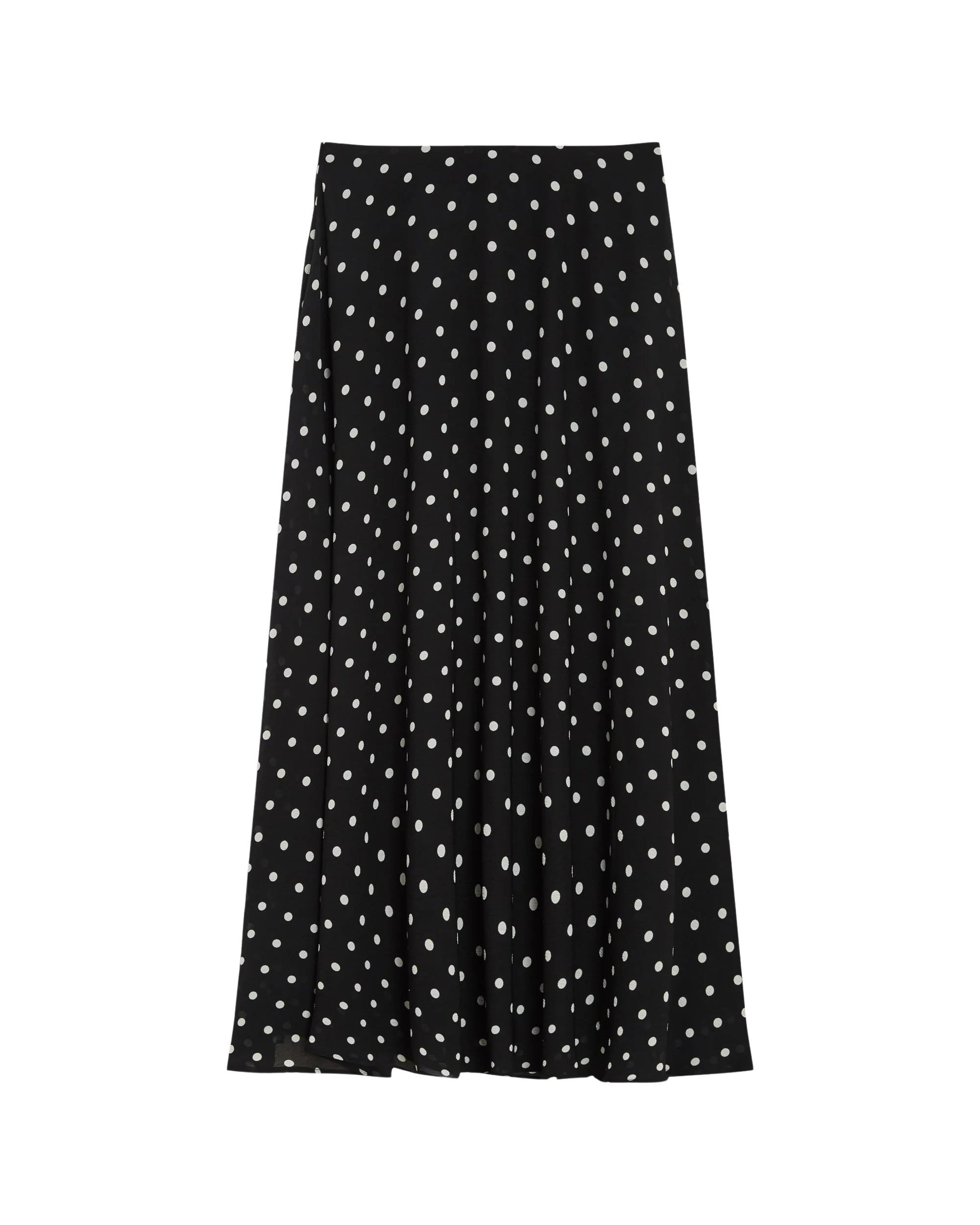 midi black skirt with white polka dots