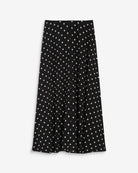 midi black skirt with white polka dots